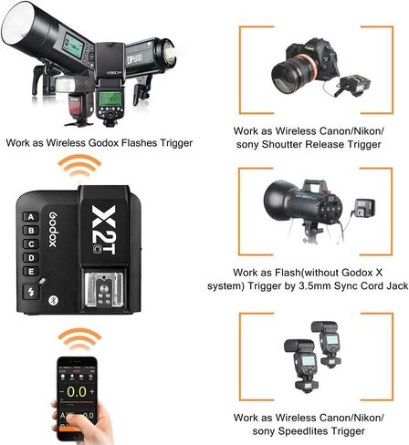 GODOX X2T-C TTL Trigger Flash for Canon EOS Cameras 1/8000s HSS TTL Manual Function Trigger with Clean Cloth in Saudi Arabia