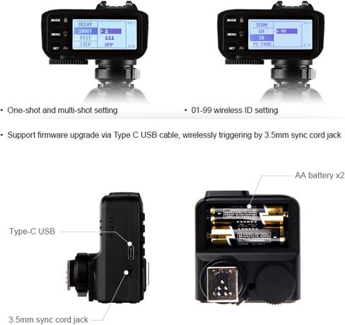 Godox X2T-C TTL Wireless Flash Trigger with 2×Godox X1R-C Receiver for Canon Camera Flash Speedlight, 1/8000s HSS, TCM Function, 5 Separate Group Buttons, New Hotshoe Locking, New AF Assist Light in Saudi Arabia