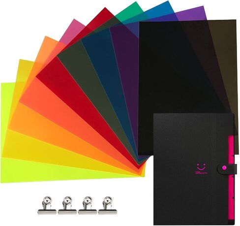 YEZISS 9 Pack Correction Gel Light Filter Sheet Colored Overlays Transparency Color Film Plastic Sheets 11.7 by 8.3 Inches 9 Assorted Colors (11.7" * 8.3", 9 Color) in Saudi Arabia