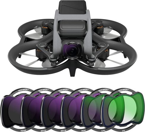 NEEWER Upgraded Snap On ND/CPL/UV Filter Set Compatible with DJI Avata Pro Mini FPV, 6 Pack ND8/ND16/ND32/ND64/UV/CPL Multi Coated HD with Anti Drop Off More Secure Improved Fitment/Aluminum Frame in Kuwait