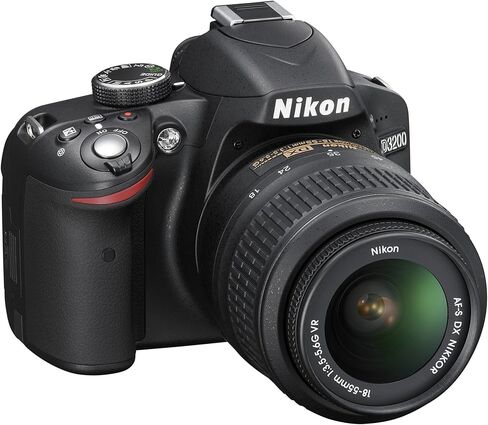 Nikon D3200 24.2 MP CMOS Digital SLR with 18-55mm f/3.5-5.6 AF-S DX VR NIKKOR Zoom Lens (Red) in Kuwait