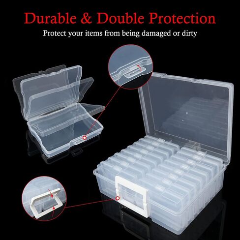 FVIEXE 4 x 6 Photo Storage Box, Clear Photo Organizer Case Holds 1600 Pictures, Plactic Photo Keeper Box with 16 Inner Photo Cases, Large Photo and Craft Keeper Storage Box Containers Box for Photos in Saudi Arabia