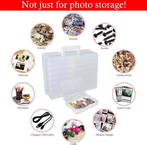 FVIEXE 4 x 6 Photo Storage Box, Clear Photo Organizer Case Holds 1600 Pictures, Plactic Photo Keeper Box with 16 Inner Photo Cases, Large Photo and Craft Keeper Storage Box Containers Box for Photos in Saudi Arabia