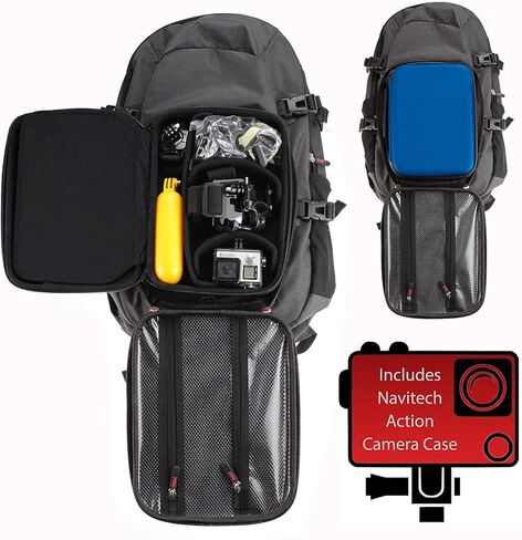 Navitech Action Camera Backpack & Blue Storage Case with Integrated Chest Strap - Compatible with APEMAN A100S Action Camera in Kuwait