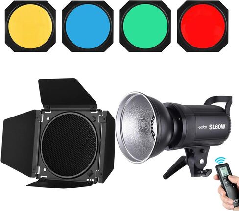 GODOX SL-60W LED Video Light with Barndoor Kit Bowens Mount for Photo Studio Photography Video Recording White Version in Kuwait