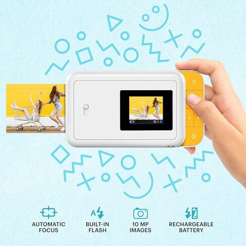 مجموعة سجل قصاصات التصوير الفوتوغرافي للكاميرا الرقمية ذات الطباعة الفورية من KODAK Smile (أبيض/أصفر). in Kuwait