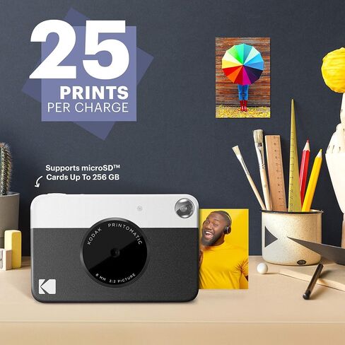 Kodak Printomatic Digital Instant Print Camera (Black) & Printomatic Digital Instant Print Camera (Pink) Print Memories Instantly & 2"x3" Premium Zink Photo Paper (50 Sheets) (Pack of 1) in Saudi Arabia