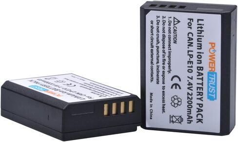 PowerTrust 2-Pack LP-E10 Battery LP E10 LPE10 Batteries and LCD USB Dual Battery Charger for Canon EOS Rebel T3, T5, T6, T7, Kiss X50, Kiss X70, EOS 1100D, EOS 1200D, EOS 1300D, EOS 2000D in Saudi Arabia