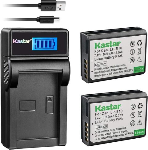Kastar Battery (X2) & Slim LCD Charger for LP-E10, LC-E10 and EOS 1100D, EOS 1200D, EOS Rebel T3, EOS Rebel T5, EOS Kiss X50, EOS Kiss X70 DSLR Camera & LPE10 Grip in Saudi Arabia