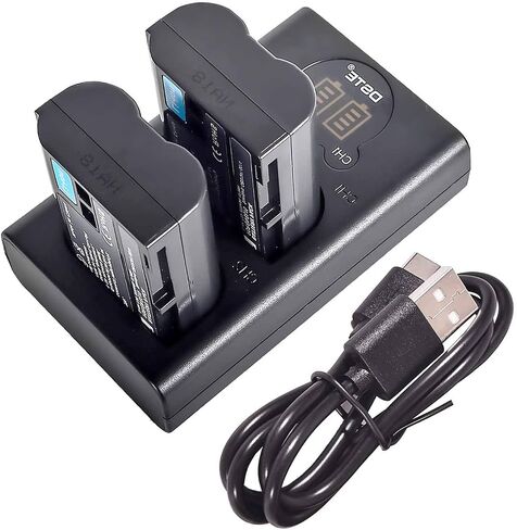 DSTE Replacement for 2X EN-EL15 + Dual LCD Battery Charger Compatible Nikon 1 V1 Z6 Z7 D500 D600 D780 D800 D850 D800E D810A D750 D7000 D7100 D610 D7200 with Type-C and Micro-USB Port in Saudi Arabia
