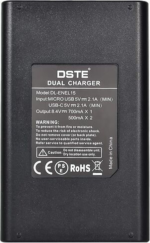 DSTE Replacement for 2X EN-EL15 + Dual LCD Battery Charger Compatible Nikon 1 V1 Z6 Z7 D500 D600 D780 D800 D850 D800E D810A D750 D7000 D7100 D610 D7200 with Type-C and Micro-USB Port in Saudi Arabia