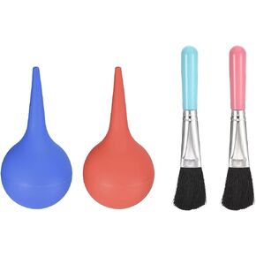 MECCANIXITY 2Pcs Rubber Ball Air Blower Blowing Pump Cleaner Circuit Clean Tool W 4Pcs Succulent Plant Brushes 4.9" Pink/Blue Gardening Tools for Plants/Keyboard in Saudi Arabia