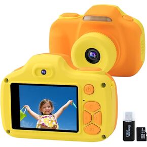 Camera with Flash for Kids Boys Age 3-9, Front Rear Dual-Lens Selfie Video Digital Camera for Preschool Children, Christmas Birthday Travel Toy Gifts for Toddler Boys 3 4 5 6 7 8 9 Years Old (Blue) in Kuwait