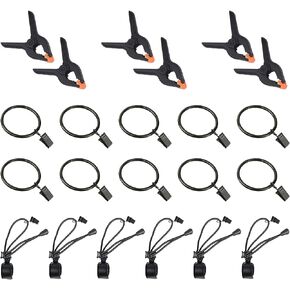 Keadic 22Pcs Photography Background Clips Kit Includes 4 Inch Plastic Spring Clamps, Adjustable Elastic Clamps Holders and Curtain Ring Clips for Video Studio Backdrop Muslin in Kuwait