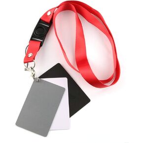 بطاقة LRONG 3 قطع رمادية بطاقة توازن بيضاء 18 ٪ عرض بطاقة التصوير الفوتوغرافي مخصص معايرة مدقق الفيديو الرقمي DSLR والفيلم مع شريط حبل قصير in Kuwait