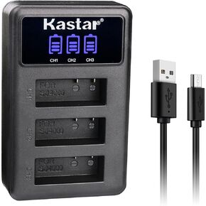 Kastar 4 Pack SJ4000 Battery and LCD Triple USB Charger Compatible with Eken PG1050, SJ4000B, Qumox BAT-412 Battery, Pruveeo DV200 Waterproof Sports Action Camera with WiFi, 4K Video Camcorder in Kuwait