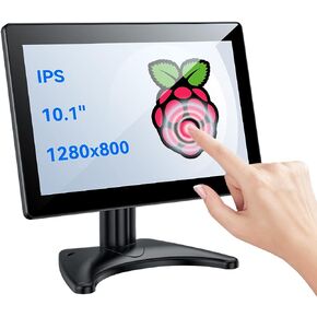 شاشة لمس Eyoyo مقاس 10 بوصة، شاشة لمس Raspi، شاشة VGA AV HDMI صغيرة، شاشة IPS محمولة لأنظمة نقاط البيع للكمبيوتر المحمول CCTV DVD مع مكبرات الصوت، تصميم مسطح حقيقي بدون خياطة