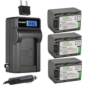 Kastar 2-Pack NP-FP70 / NP-FP71 Battery and LCD AC Charger Compatible with Sony NP-FP30, NP-FP50 NP-FP51, NP-FP60, NP-FP70 NP-FP71, NP-FP90 NP-FP91 Battery, Sony BC-TRP, BC-VH1, AC-VQH10 Charger in Kuwait