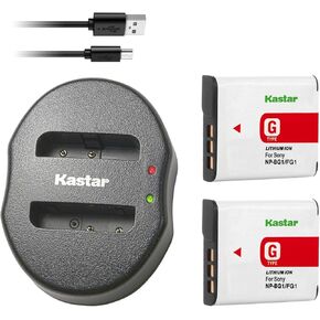 Kastar Battery (X2) & Dual USB Charger for Sony Cybershot DSC-HX5V, DSC-HX9V, DSC-W30, DSC-W35, DSC-W50, DSC-W55, DSC-W70, DSC-W80, DSC-W290, DSC-H10, H20, H50, H55, H70, H90 Battery+ More Cameras in Kuwait