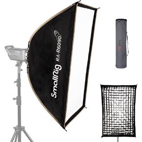 صندوق سوفت بوكس ​​صغير الحجم مع تصميم ضغط سريع التحرير، 30 × 120 سم (11.8 بوصة × 47.2 بوصة) صندوق سوفت بوكس ​​بوينز مع شبكة شعاعية وموزعات لإضاءة الاستوديو، RA-R30120-3931 in Kuwait