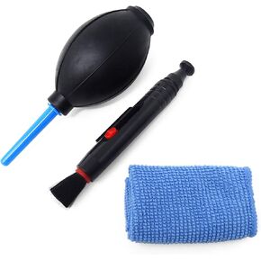 Honbay 3-in-1 Camera Cleaning Kit: Air Blower, Cloth, Pen - Black Silicone for Optics in Kuwait