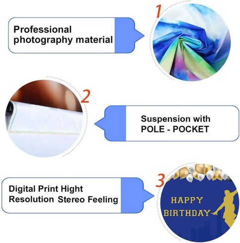 EMDSPR 7x5ft Basketball Backdrop Slam Dunk Sports Theme Happy Birthday Photography Background Balloon Sports Star Club Outdoor Boys Art Party Decor Banner Photo Studio Props Vinyl BJRLPR3 in Saudi Arabia