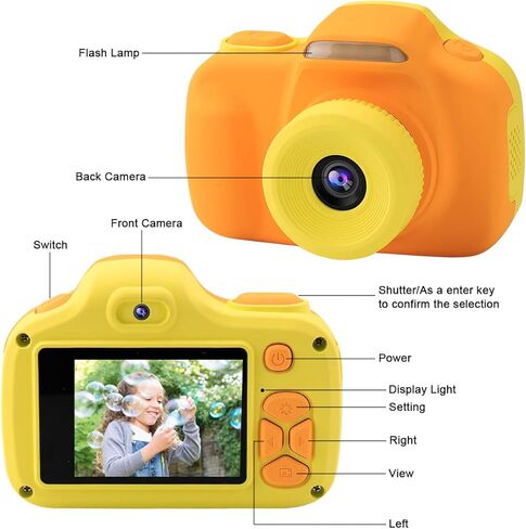 Camera with Flash for Kids Boys Age 3-9, Front Rear Dual-Lens Selfie Video Digital Camera for Preschool Children, Christmas Birthday Travel Toy Gifts for Toddler Boys 3 4 5 6 7 8 9 Years Old (Blue) in Kuwait