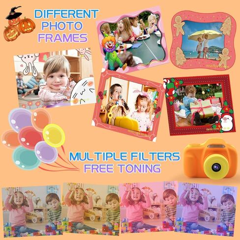 Camera with Flash for Kids Boys Age 3-9, Front Rear Dual-Lens Selfie Video Digital Camera for Preschool Children, Christmas Birthday Travel Toy Gifts for Toddler Boys 3 4 5 6 7 8 9 Years Old (Blue) in Kuwait