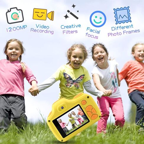 Camera with Flash for Kids Boys Age 3-9, Front Rear Dual-Lens Selfie Video Digital Camera for Preschool Children, Christmas Birthday Travel Toy Gifts for Toddler Boys 3 4 5 6 7 8 9 Years Old (Blue) in Kuwait