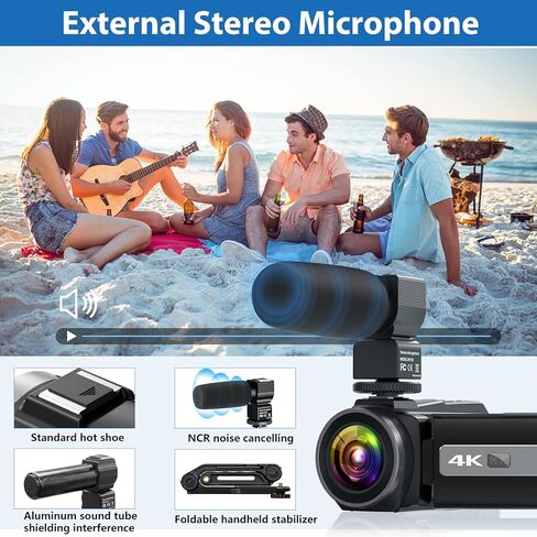 Femivo Video Camera Camcorder, 4K 48MP WiFi Vlogging Camera 16X Video Recorder with Touch Screen IR Night Vision YouTube Camera with Mic, Stabilizer, Lens Hood, Remote Control, Battery Charger in Saudi Arabia
