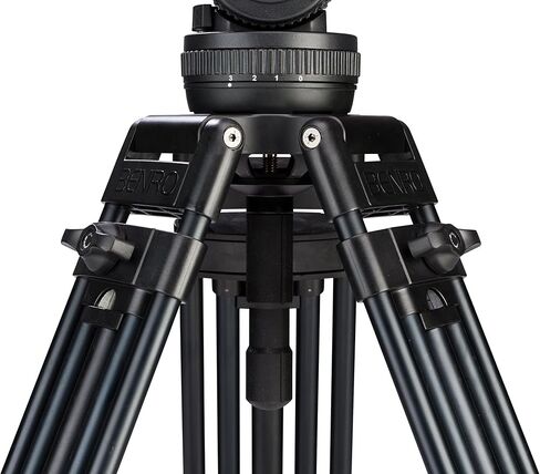 Benro Aluminum Alloy Twin Leg Video Tripod Kit, Includes Video Head, QR13 QR Plate, BS02 Pan Handle, ML08 Mid-Level Spreader, Deluxe Carry Case, 63' Maximum Height, 17.6 lb. Load Capacity- Black (BV8) in Saudi Arabia