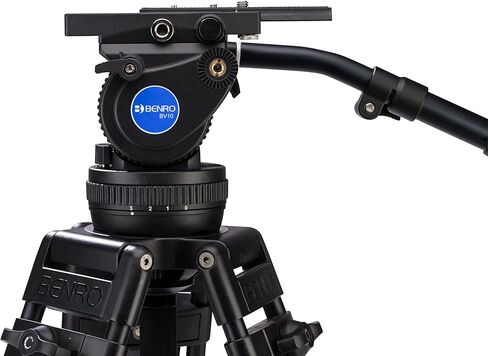 Benro Aluminum Alloy Twin Leg Video Tripod Kit, Includes Video Head, QR13 QR Plate, BS02 Pan Handle, ML08 Mid-Level Spreader, Deluxe Carry Case, 63' Maximum Height, 17.6 lb. Load Capacity- Black (BV8) in Saudi Arabia