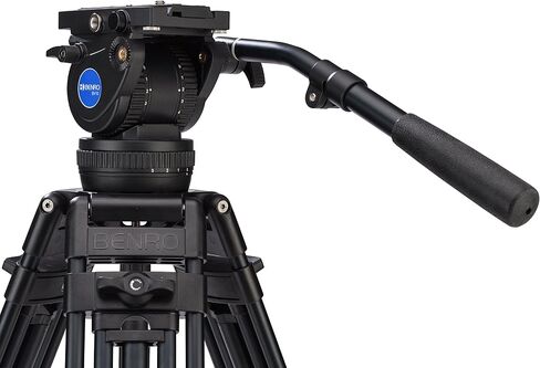 Benro Aluminum Alloy Twin Leg Video Tripod Kit, Includes Video Head, QR13 QR Plate, BS02 Pan Handle, ML08 Mid-Level Spreader, Deluxe Carry Case, 63' Maximum Height, 17.6 lb. Load Capacity- Black (BV8) in Saudi Arabia
