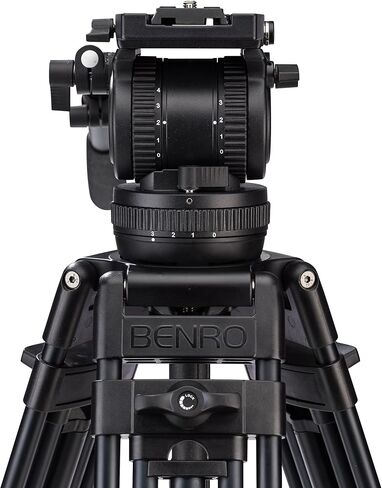 Benro Aluminum Alloy Twin Leg Video Tripod Kit, Includes Video Head, QR13 QR Plate, BS02 Pan Handle, ML08 Mid-Level Spreader, Deluxe Carry Case, 63' Maximum Height, 17.6 lb. Load Capacity- Black (BV8) in Saudi Arabia