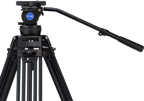 Benro Aluminum Alloy Twin Leg Video Tripod Kit, Includes Video Head, QR13 QR Plate, BS02 Pan Handle, ML08 Mid-Level Spreader, Deluxe Carry Case, 63' Maximum Height, 17.6 lb. Load Capacity- Black (BV8) in Saudi Arabia