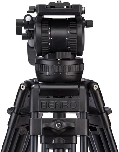 Benro Aluminum Alloy Twin Leg Video Tripod Kit, Includes Video Head, QR13 QR Plate, BS02 Pan Handle, ML08 Mid-Level Spreader, Deluxe Carry Case, 63' Maximum Height, 17.6 lb. Load Capacity- Black (BV8) in Saudi Arabia