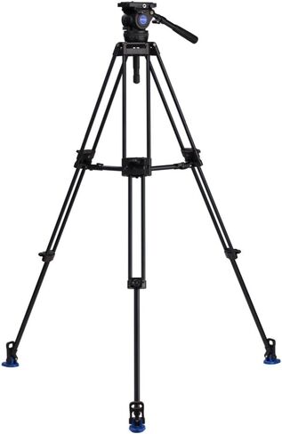 Benro Aluminum Alloy Twin Leg Video Tripod Kit, Includes Video Head, QR13 QR Plate, BS02 Pan Handle, ML08 Mid-Level Spreader, Deluxe Carry Case, 63' Maximum Height, 17.6 lb. Load Capacity- Black (BV8) in Saudi Arabia