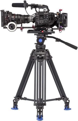 Benro Aluminum Alloy Twin Leg Video Tripod Kit, Includes Video Head, QR13 QR Plate, BS02 Pan Handle, ML08 Mid-Level Spreader, Deluxe Carry Case, 63' Maximum Height, 17.6 lb. Load Capacity- Black (BV8) in Saudi Arabia