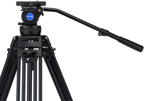 Benro Aluminum Alloy Twin Leg Video Tripod Kit, Includes Video Head, QR13 QR Plate, BS02 Pan Handle, ML08 Mid-Level Spreader, Deluxe Carry Case, 63' Maximum Height, 17.6 lb. Load Capacity- Black (BV8) in Saudi Arabia
