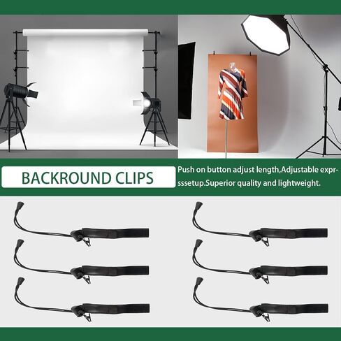 Keadic 22Pcs Photography Background Clips Kit Includes 4 Inch Plastic Spring Clamps, Adjustable Elastic Clamps Holders and Curtain Ring Clips for Video Studio Backdrop Muslin in Saudi Arabia