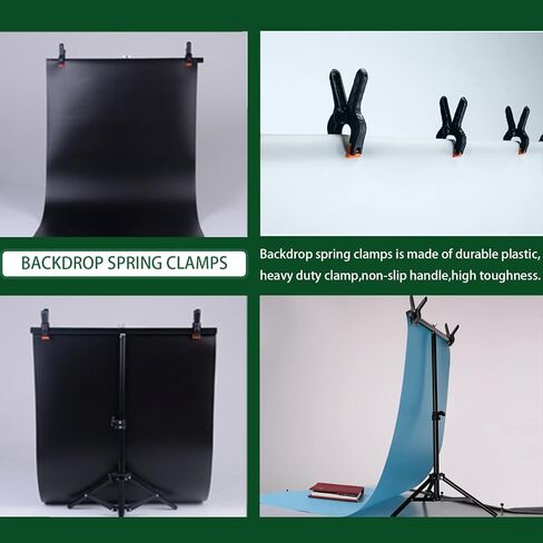 Keadic 22Pcs Photography Background Clips Kit Includes 4 Inch Plastic Spring Clamps, Adjustable Elastic Clamps Holders and Curtain Ring Clips for Video Studio Backdrop Muslin in Saudi Arabia