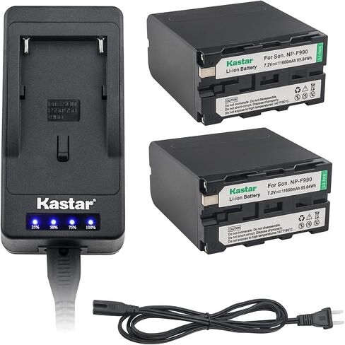 Kastar LED Super Fast Charger + 2 Battery Replacement for Sony NP-F990 NP-F975 NP-F970 NP-F960 NP-F950 NP-F930 NP-F770 NP-F750 NP-F730 NP-F570 NP-F550 NP-F530 NP-F330 Battery and LED Video Light in Saudi Arabia