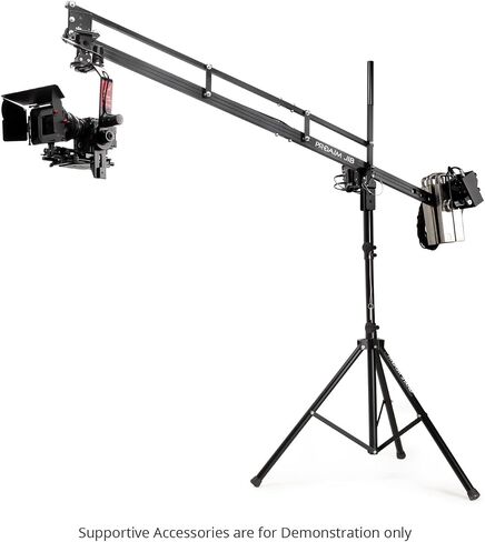 PROAIM 9ft Camera Crane Jib with Stand for Pan-Tilt/Fluid Head | Supports up to 8kg with auto/manual platform tilt, LCD monitor mount, heavy-duty stand, and carry bag in Kuwait