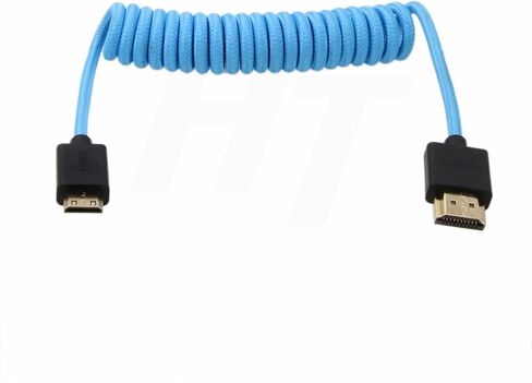 4K 60p 8K UHD Mini HDMI - HDMI Cable Coiled Blue Braided for Nikon D750 Sony Canon EOS R RP 5DIV ATOMOS Ninja V Portkeys Video Assist Monitor Type A C HDMI 2.1 in Kuwait