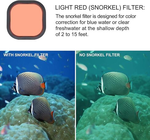 GEPULY 4-Pack Underwater Dive Filters for GoPro Hero 8 9 10 11 Black Official Waterproof Housing Case in Red, Light Red, Magenta, and 5X Close-up Filters for Underwater Color Correction in Kuwait