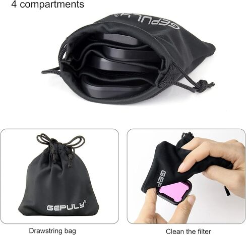 GEPULY 4-Pack Underwater Dive Filters for GoPro Hero 8 9 10 11 Black Official Waterproof Housing Case in Red, Light Red, Magenta, and 5X Close-up Filters for Underwater Color Correction in Kuwait