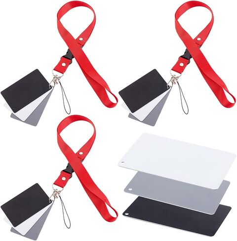 NBEADS 3 Sets White Balance Grey Cards, 18% Gray Black Cards Custom Color Calibration 18% Exposure Photography Card DSLR/SLR Camera Checker with Lanyard Strap for Film Digital Photography Video in Saudi Arabia