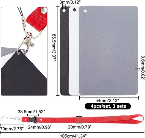 NBEADS 3 Sets White Balance Grey Cards, 18% Gray Black Cards Custom Color Calibration 18% Exposure Photography Card DSLR/SLR Camera Checker with Lanyard Strap for Film Digital Photography Video in Saudi Arabia