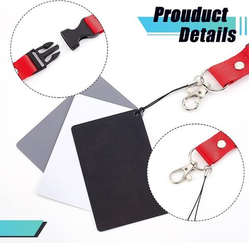 NBEADS 3 Sets White Balance Grey Cards, 18% Gray Black Cards Custom Color Calibration 18% Exposure Photography Card DSLR/SLR Camera Checker with Lanyard Strap for Film Digital Photography Video in Saudi Arabia
