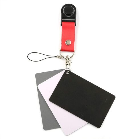 بطاقة LRONG 3 قطع رمادية بطاقة توازن بيضاء 18 ٪ عرض بطاقة التصوير الفوتوغرافي مخصص معايرة مدقق الفيديو الرقمي DSLR والفيلم مع شريط حبل قصير in Kuwait